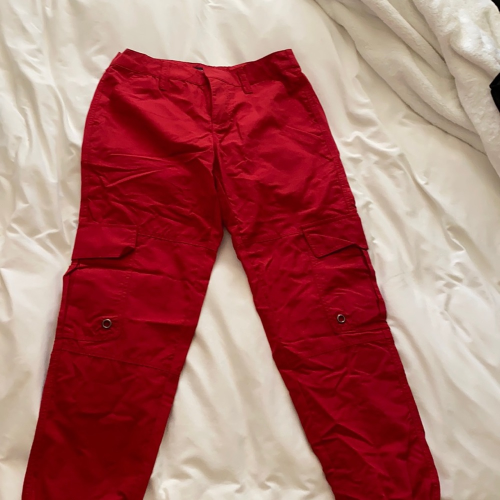 Red cargo pants